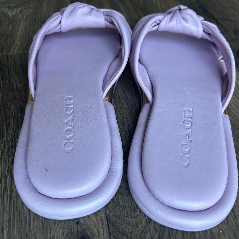 Coach Purple Brooklyn Leather Slides Size 8 - Picture 11 of 14